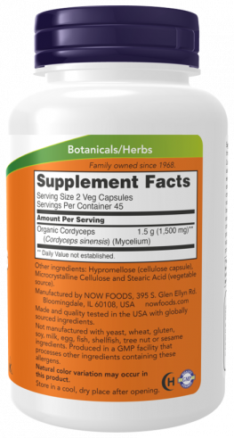 NOW Cordyceps 750 mg, 90 капсул