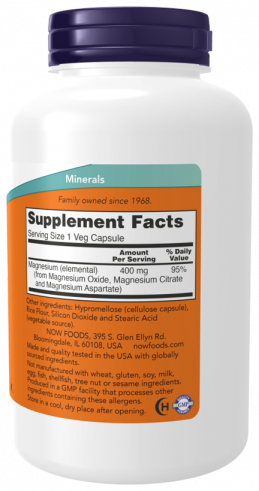 NOW Magnesium, Магний, 180 капсул