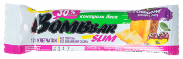 Bombbar Батончик протеиновый Slim, 35 грамм