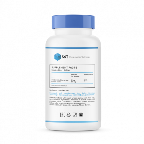 SNT Zinc Chelate 25 mg, 60 капсул